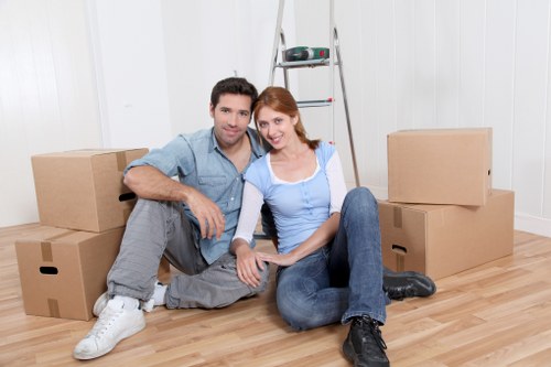 Family preparing boxes for a residential move in Maryland